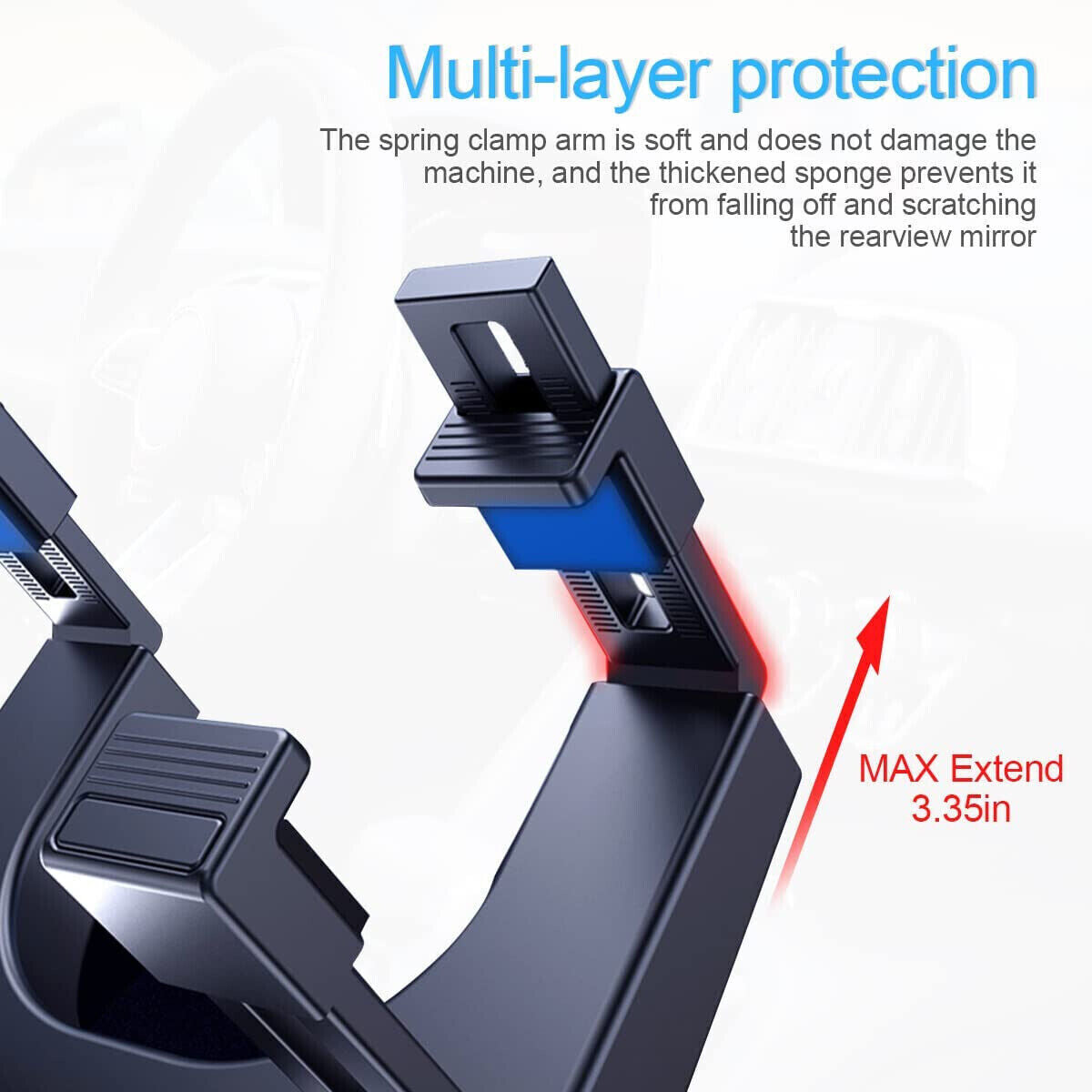 360° Car Rearview Mirror Rotation Adjustable Phone Holder Mount Multifunction