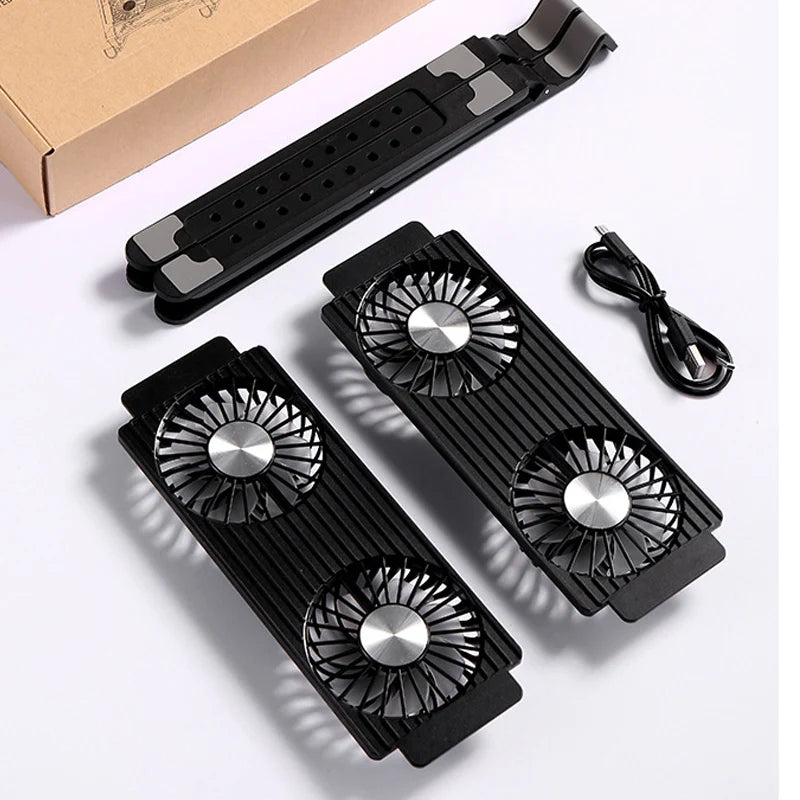 Laptop Fan Tablet Holder Devices Desk Setup Accessories Stand with Cooling Fan Foldable Support for Ipad Laptop Stand