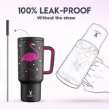 Meoky 40 Oz Stainless Steel Leak-Proof Water Bottle Flamingo Car Mug USA