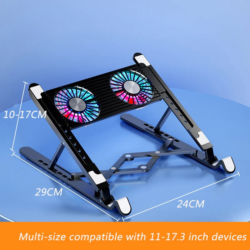 Laptop Fan Tablet Holder Devices Desk Setup Accessories Stand with Cooling Fan Foldable Support for Ipad Laptop Stand