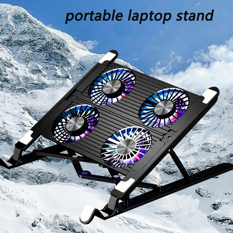 Laptop Fan Tablet Holder Devices Desk Setup Accessories Stand with Cooling Fan Foldable Support for Ipad Laptop Stand