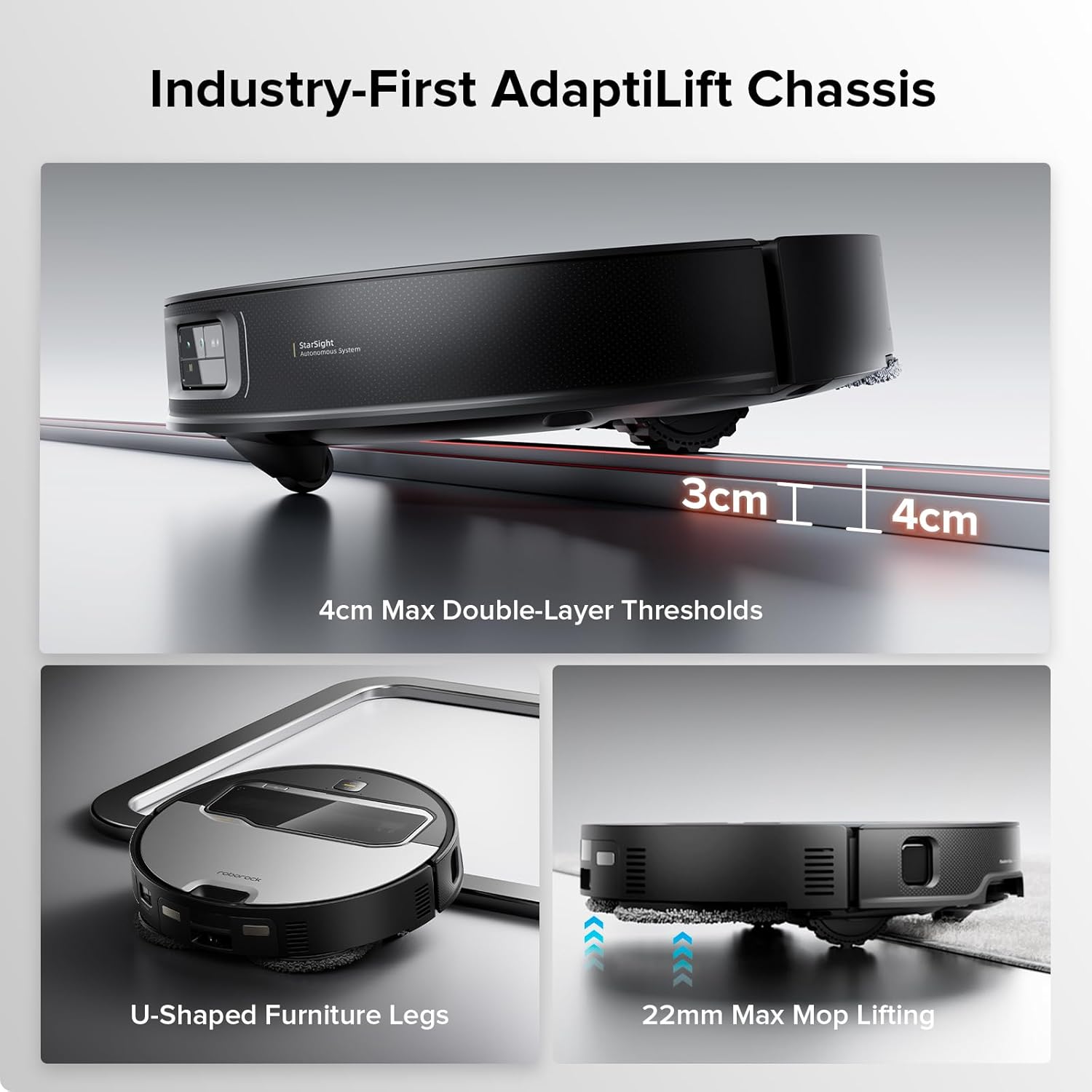 Saros Z70 Robot Vacuum and Mop, Omnigrip Arm, Ai-Powered, 22,000Pa Suction, 3.14’’ Ultra Slim, Flexiarm Riser Technology, Adaptilift Chassis, Obstacle Avoidance, Auto Mop Washing & Drying
