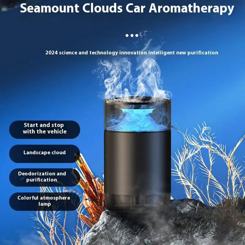 Smart Car Air Freshener Rechargeable Car Aroma Diffuser Cloud Mist with Sound Pickup Lamp RGB Light for Auto Interior Decoration
