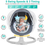 Baby Swing for Infants - APP Remote Bluetooth Control, 5 Speed Settings, 10 Lullabies, USB Plug (Blue)