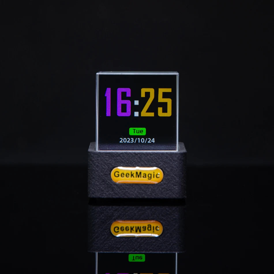 Mini Crystal Display Weather Forecast Gadget with Wifi Desktop Clock Station,Transparent Small TV for Game Decoration