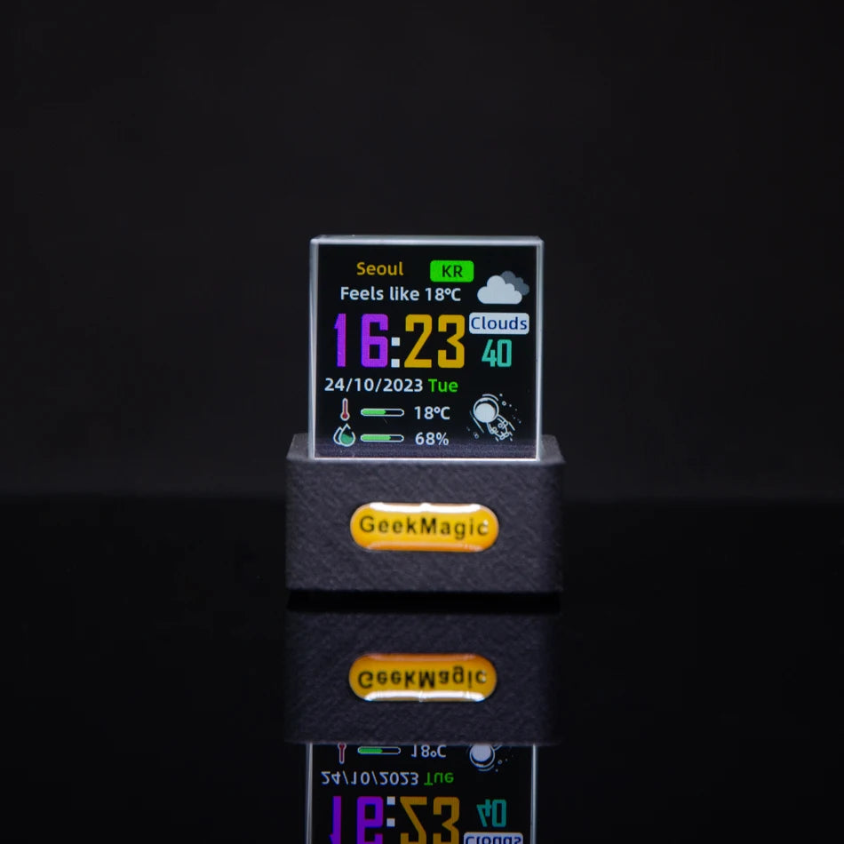 Mini Crystal Display Weather Forecast Gadget with Wifi Desktop Clock Station,Transparent Small TV for Game Decoration