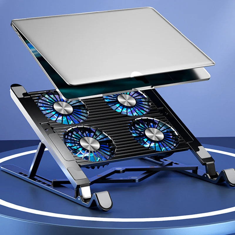Laptop Fan Tablet Holder Devices Desk Setup Accessories Stand with Cooling Fan Foldable Support for Ipad Laptop Stand