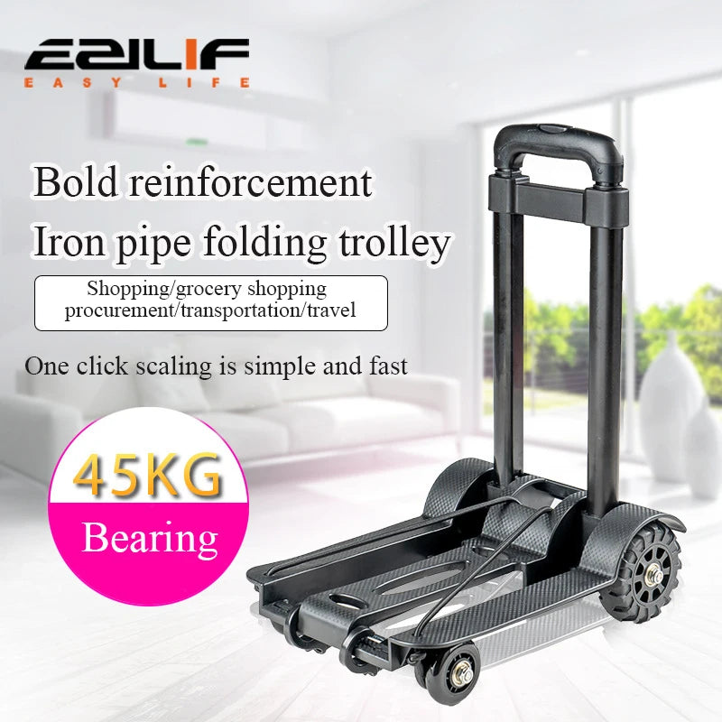 2/4-Wheeled Small Truck with Foldable Pull Rod, Portable Shopping Cart, Household Grocery Cart, Small Pull Cart, Luggage Cart